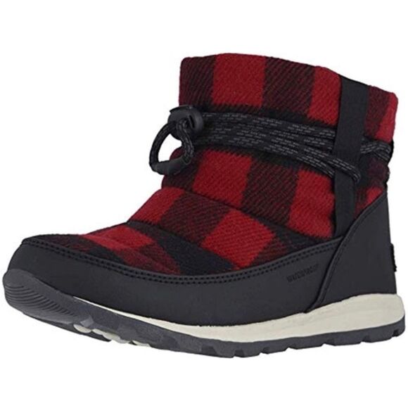 Sorel Whitney Short Red Dahlia 9.5 winter boots buffalo check quilted - Picture 1 of 9